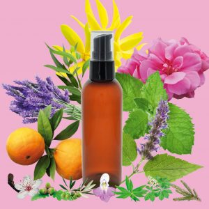Huile de massage – Lavande, Menthe poivrée, Eucalyptus, Mandarine rouge, Géranium rosat, Ylang-ylang, Patchouli & Fleurs de Bach